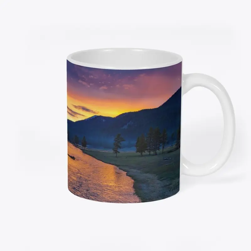 Mung with River Mounted Sunset Print