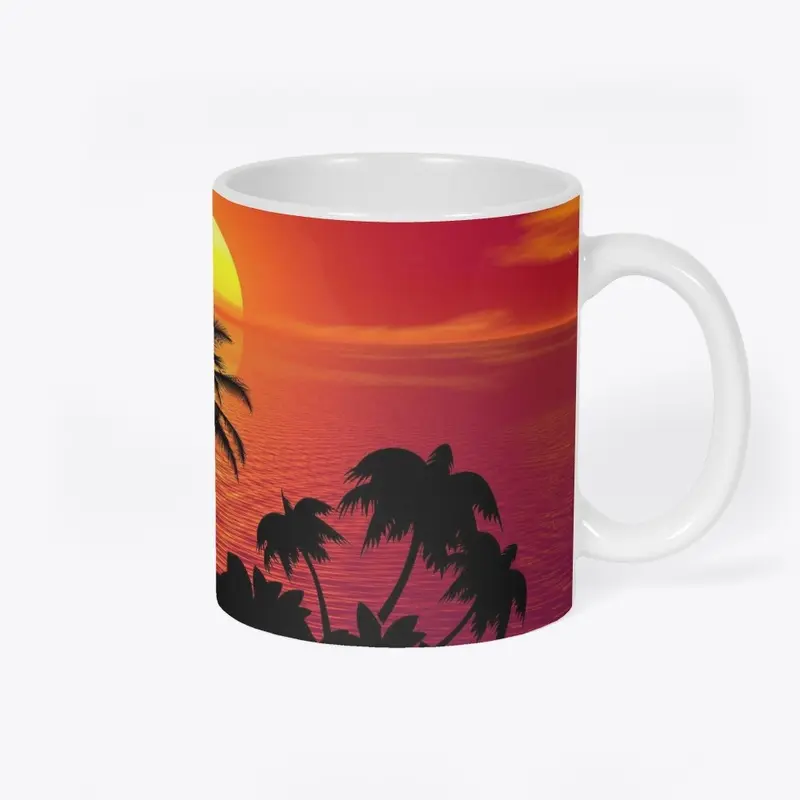 Sunshine palm tree printed mug